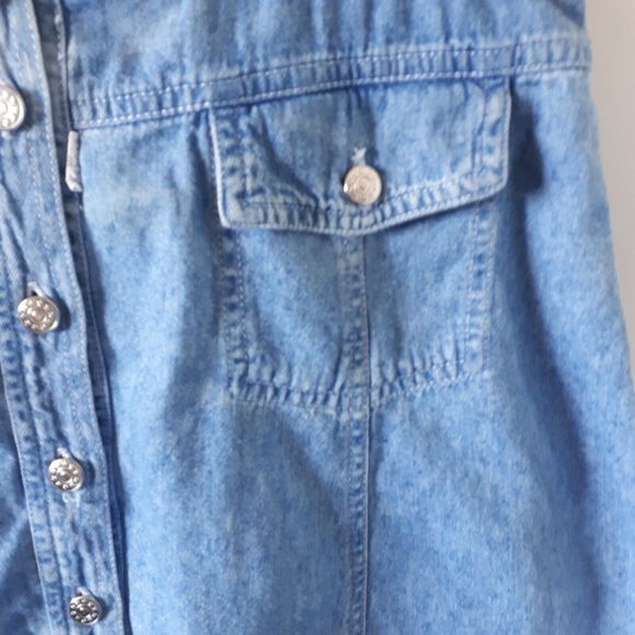 Size 10 Blue Denim A-Line Skirt Lower Thigh Length Lightweight - Picture 2 of 7